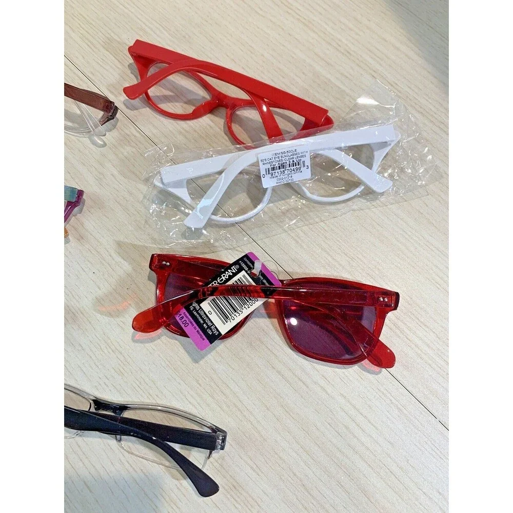 Lot of 8 Eye Glasses Clear Lens, Misc. Styles Cat eye, Sun Glasses, Fashion